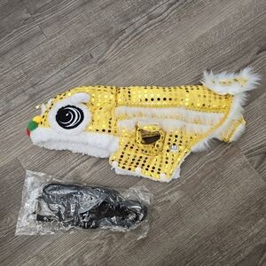 dog costume Chinese new year yellow sequined and black collar size medium